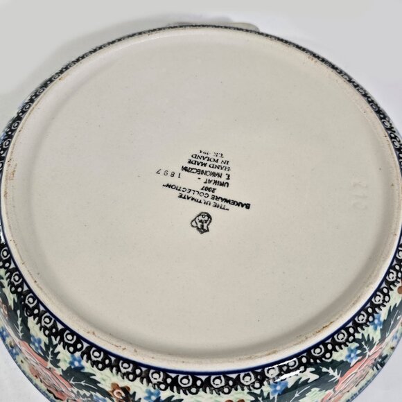 Unikat 1897 Ultimate Bakeware Col. 2007 Floral Handmade 12 x 2.5 Polish Pottery - Picture 6 of 14